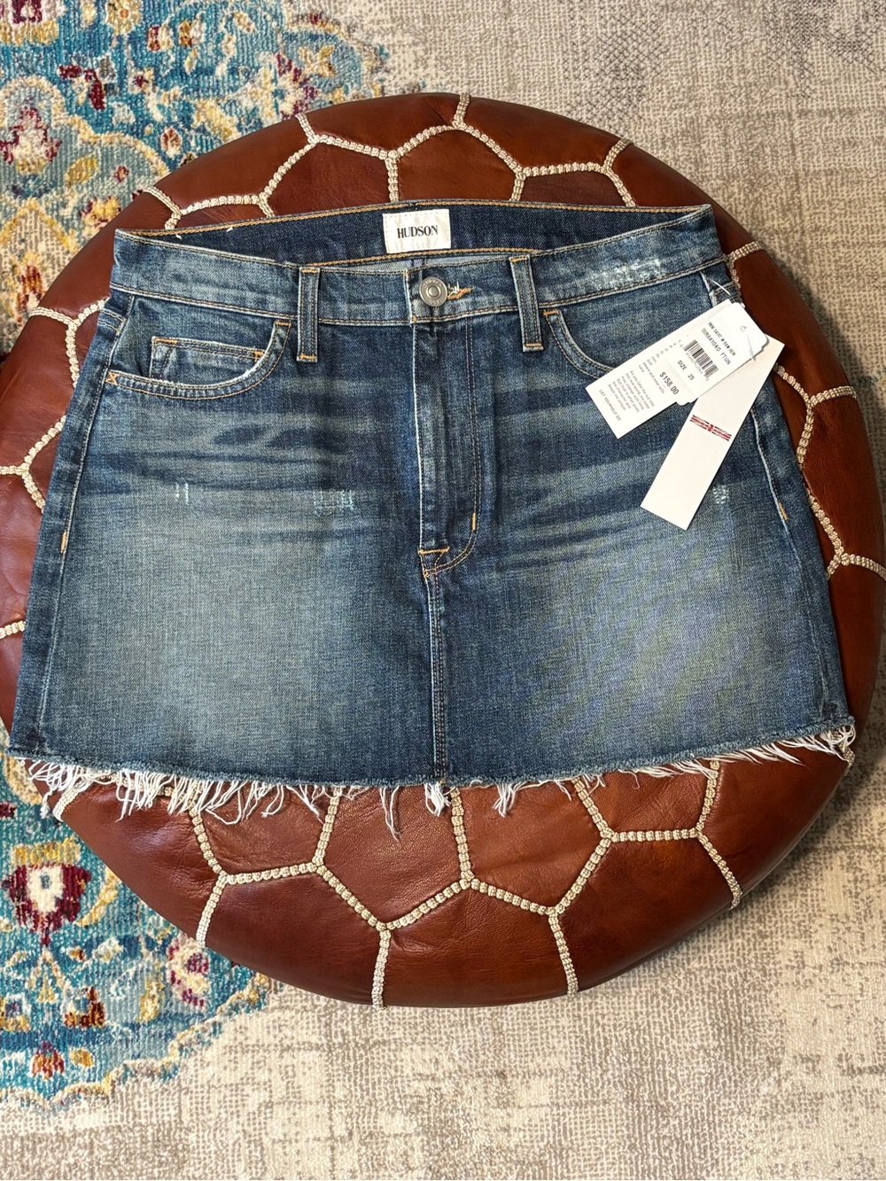 NWT Hudson Jeans Vivid Denim Mini Skirt Raw Hem Blue Size 25 WR841DKO